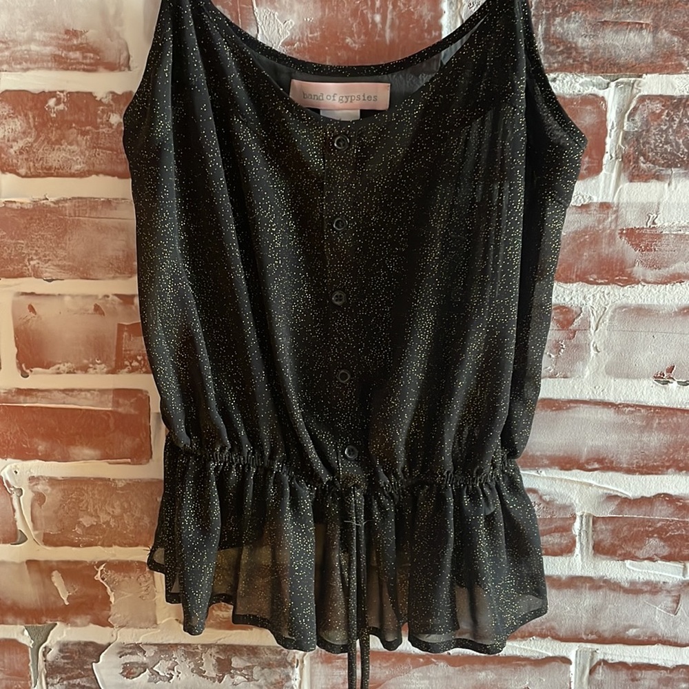 Black Sparkle Peplum Tank